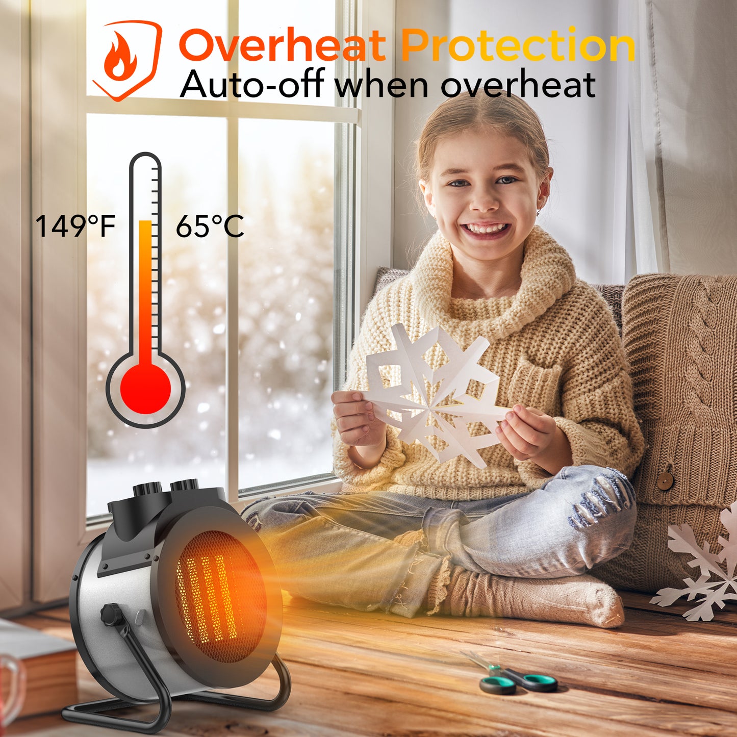 Space Heater, 1500W Portable Electric Heater with 3 Modes, 90° Rotating Ceramic Heater Fan, Space Heater for Bedroom, Office, and Indoor Use