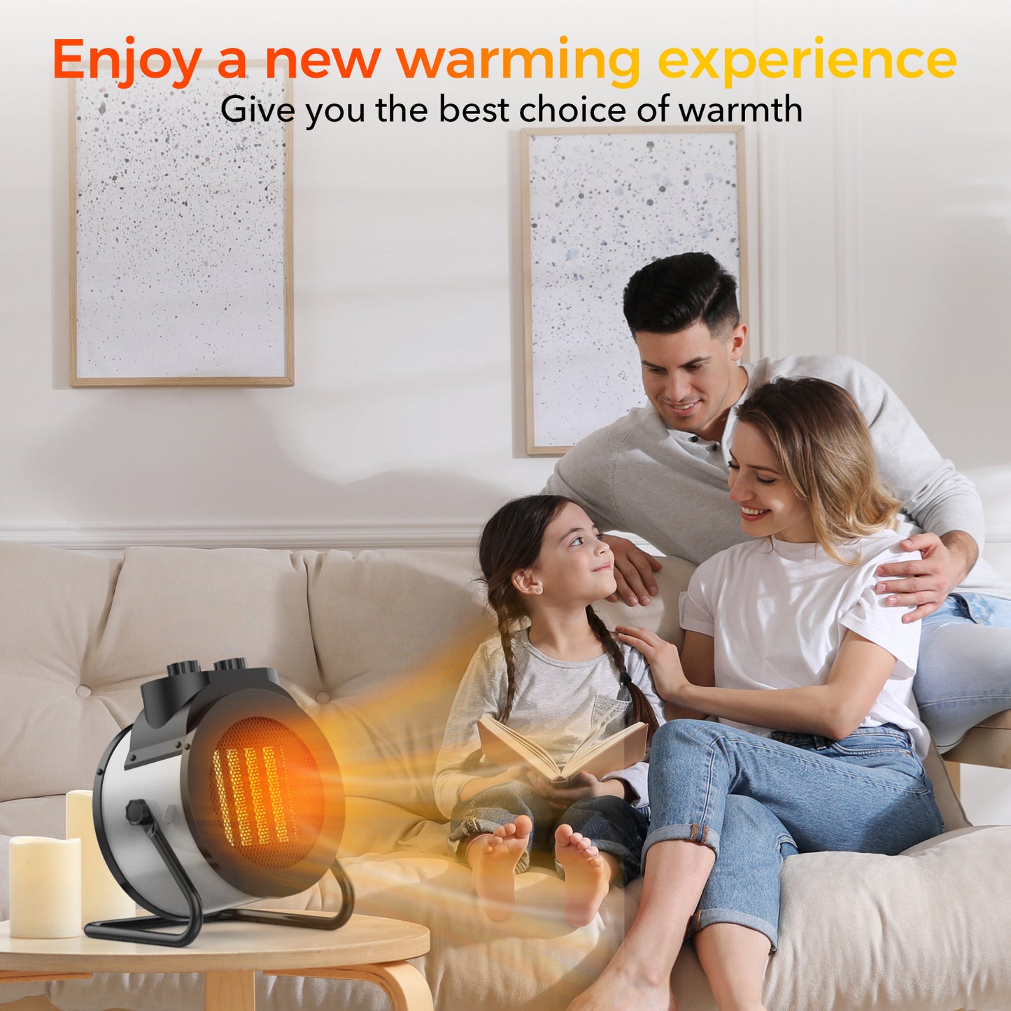 Space Heater, 1500W Portable Electric Heater with 3 Modes, 90° Rotating Ceramic Heater Fan, Space Heater for Bedroom, Office, and Indoor Use